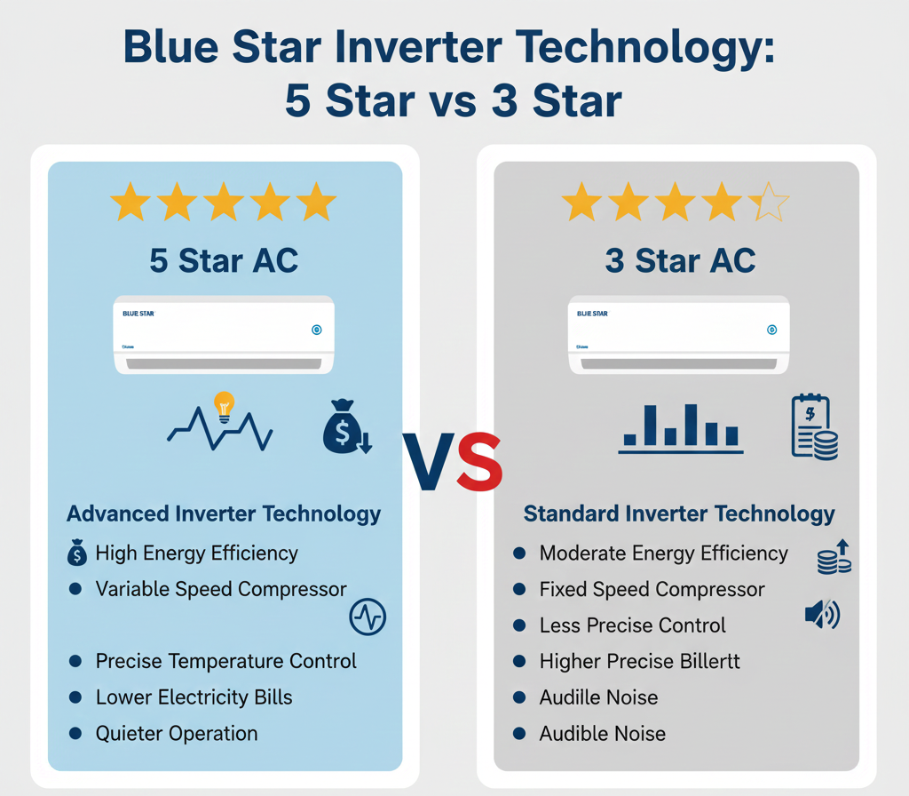 Blue Star 3 Star vs 5 Star AC – Which is better for home
