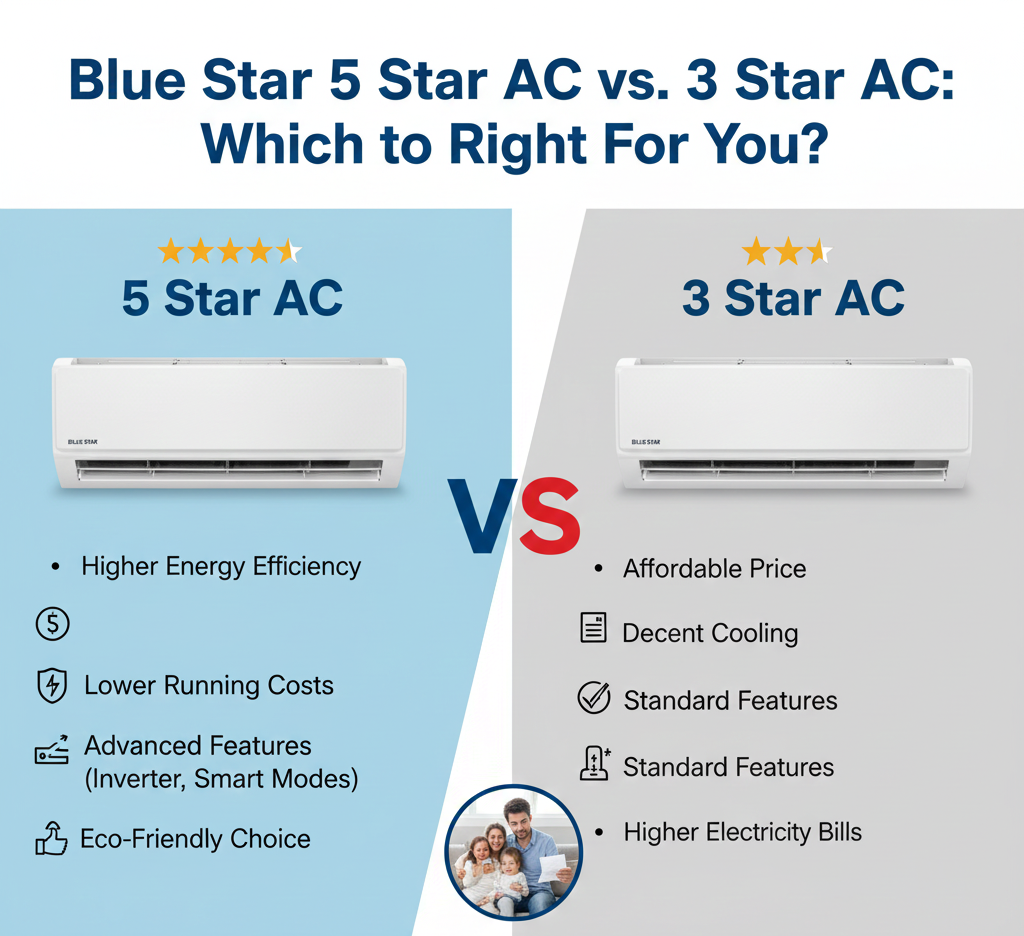 Blue Star 3 Star vs 5 Star AC – Which is better for home