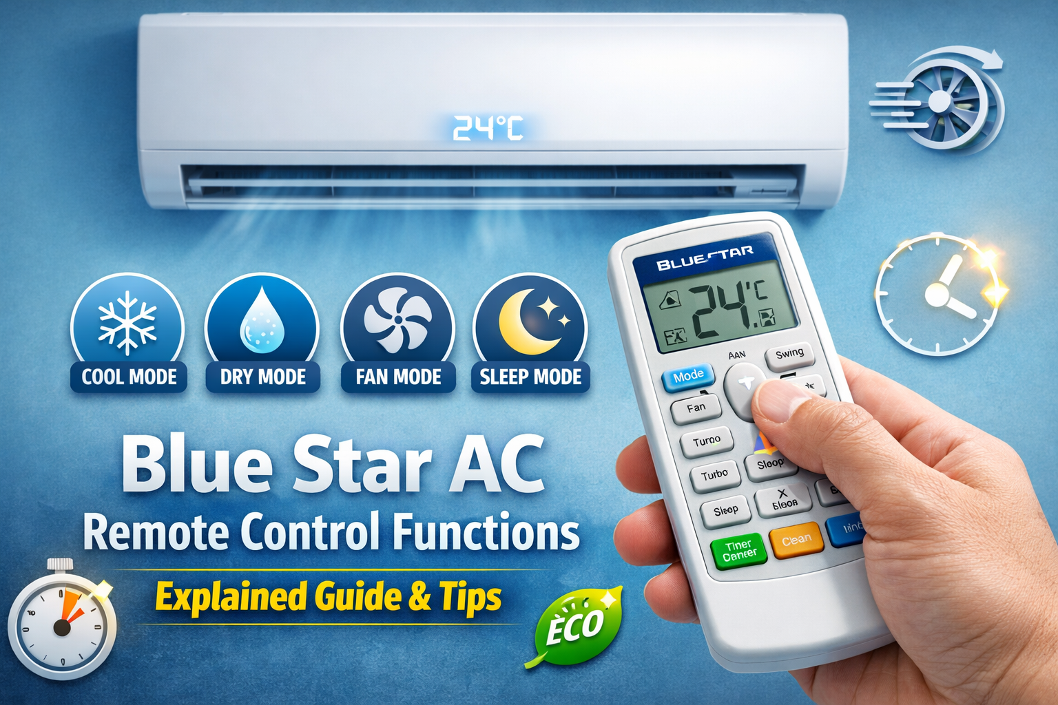 You are currently viewing Blue Star AC Remote Control Functions Explained – Complete Guide 2026
