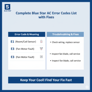 Blue Star AC Error Codes (2026) – Quick Fix for E1, E6, P1