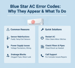 Blue Star AC Error Codes (2026) – Quick Fix for E1, E6, P1