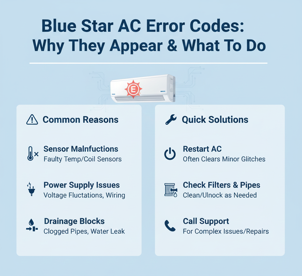 Blue Star AC Error Codes List with Fixes