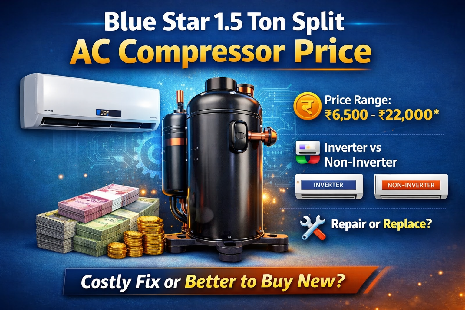 You are currently viewing Blue Star 1.5 Ton Split AC Compressor Price