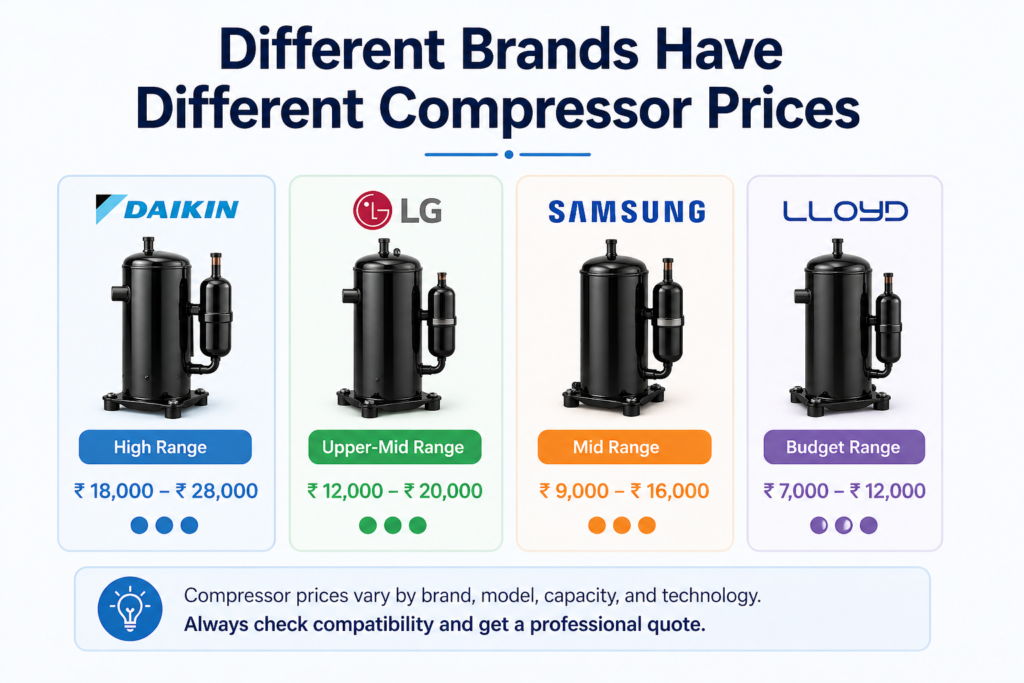 AC compressor replacement cost in India